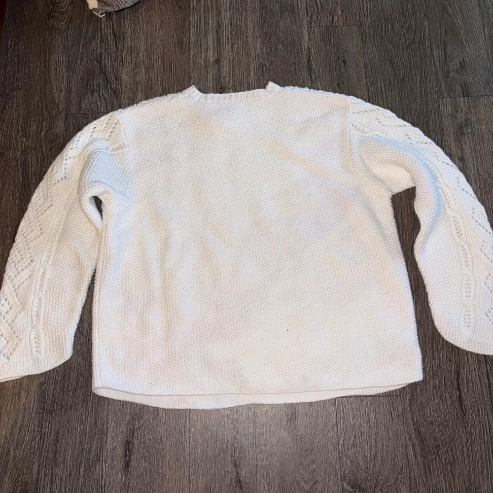 Talbots 💯 cotton chunky knit white sweater Sz medium excellent condition